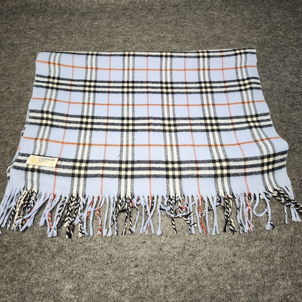 Royal Rossi 100% Cashmere Blue Black Plaid Oversized Scarf Wrap Mongolia Fringe